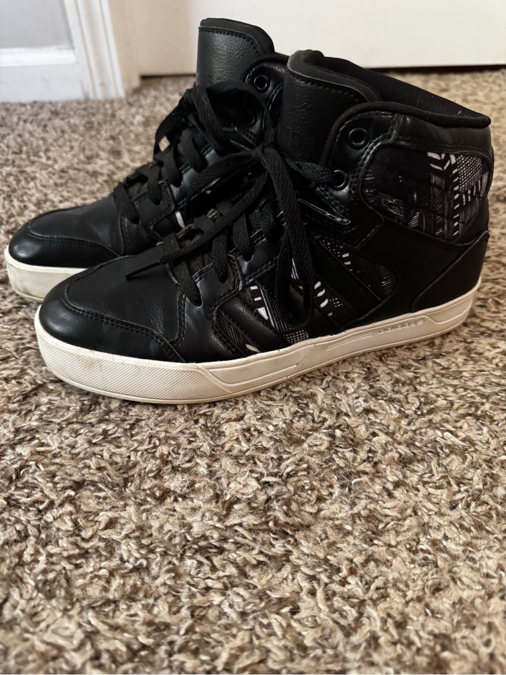 adidas neo Black High-Top Sneakers with Patterned Panels
